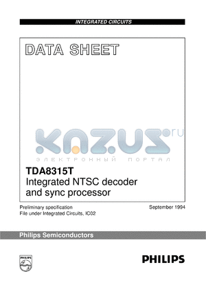 TDA8315T/N3 datasheet - Integrated NTSC decoder and sync processor