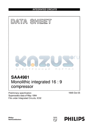 SAA4981T/V1 datasheet - Monolithic integrated 16 : 9 compressor