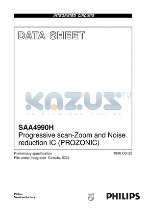 SAA4990H/V0 datasheet - Progressive scan-Zoom and Noise reduction IC (PROZONIC)