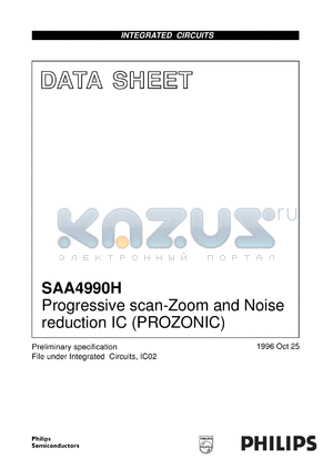 SAA4990H/V2 datasheet - Progressive scan-Zoom and Noise reduction IC (PROZONIC)