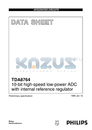 TDA8764TS/4/C1 datasheet - 10-bit high-speed low-power ADC with internal reference regulator