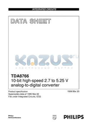 TDA8766G/C1/S1 datasheet - 10-bit high-speed 2.7 to 5.25 V analog-to-digital converter