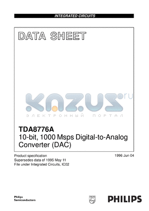 TDA8776AK/C1 datasheet - 10-bit, 1000 Msps Digital-to-Analog Converter (DAC)