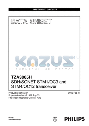 TZA3005H/C1 datasheet - SDH/SONET STM1/OC3 and STM4/OC12 transceiver
