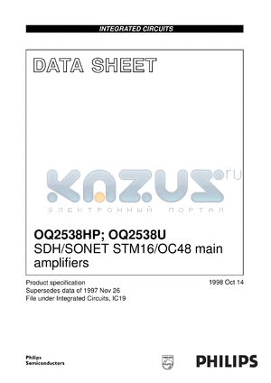 OQ2538HP/S1 datasheet - SDH/SONET STM16/OC48 main amplifiers