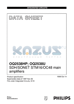 OQ2539HP/C2 datasheet - SDH/SONET STM16/OC48 main amplifiers