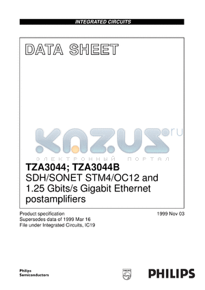 TZA3044T/C2 datasheet - SDH/SONET STM4/OC12 and 1.25 Gbits/s Gigabit Ethernet postamplifiers