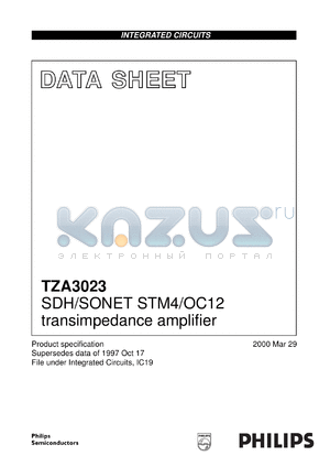 TZA3023T/C1 datasheet - SDH/SONET STM4/OC12 transimpedance amplifier