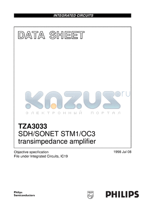 TZA3033T/C2 datasheet - SDH/SONET STM1/OC3 transimpedance amplifier