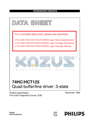 74HC125U datasheet - Quad buffer/line driver; 3-state