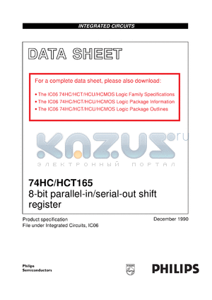 74HCT165U datasheet - 8-bit parallel-in/serial-out shift register