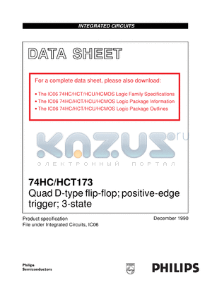 74HCT173D datasheet - Quad D-type flip-flop; positive-edge trigger; 3-state