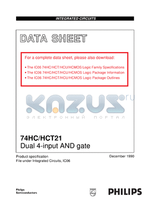 74HCT21N datasheet - Dual 4-input AND gate