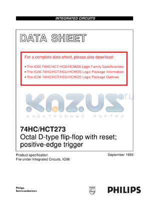74HCT273U datasheet - Octal D-type flip-flop with reset; positive-edge trigger