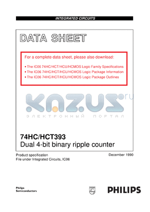 74HC393NB datasheet - Dual 4-bit binary ripple counter