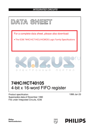 74HC40105U datasheet - 4-bit x 16-word FIFO register