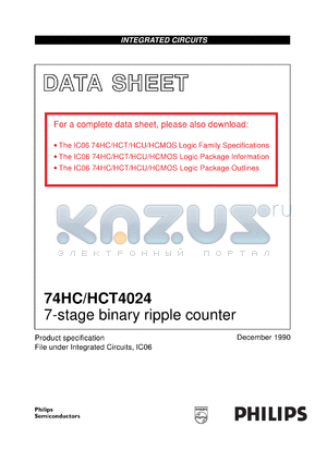 74HCT4024PW datasheet - 7-stage binary ripple counter