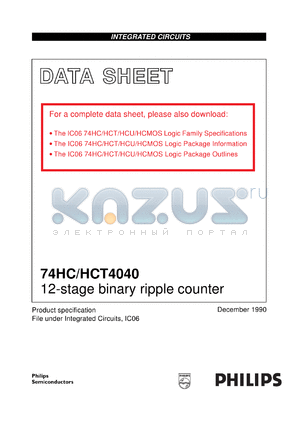 74HC4040U datasheet - 12-stage binary ripple counter