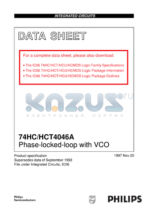 74HC4046AU datasheet - Phase-locked-loop with VCO