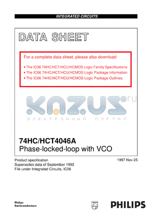 74HCT4046AU datasheet - Phase-locked-loop with VCO