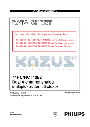 74HCT4052U datasheet - Dual 4-channel analog multiplexer/demultiplexer