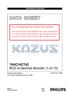 74HC42U datasheet - BCD to decimal decoder (1-of-10)