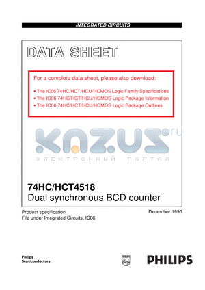 74HCT4518D datasheet - Dual synchronous BCD counter