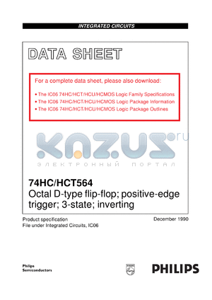 74HCT564U datasheet - Octal D-type flip-flop; positive-edge trigger; 3-state; inverting
