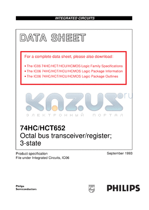 74HC652DB datasheet - Octal bus transceiver/register; 3-state