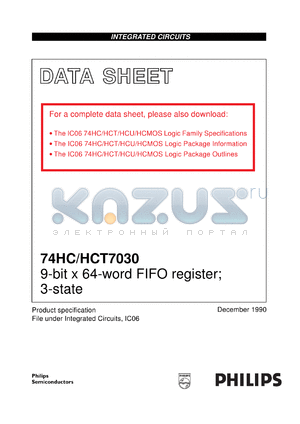 74HC7030N datasheet - 9-bit x 64-word FIFO register; 3-state