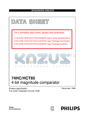 74HCT85NB datasheet - 4-bit magnitude comparator