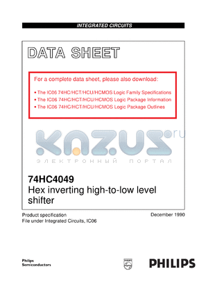 74HC4049DB datasheet - Hex inverting high-to-low level shifter