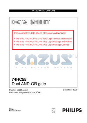 74HC58U datasheet - Dual AND-OR gate