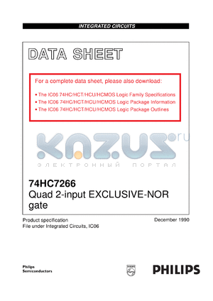 74HC7266U datasheet - Quad 2-input EXCLUSIVE-NOR gate