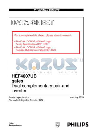 HEC4007UBDB datasheet - Dual complementary pair and inverter