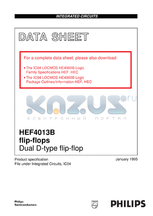 HEF4013BTS datasheet - Dual D-type flip-flop