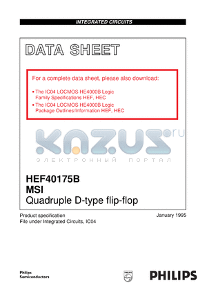 HEF40175BPB datasheet - Quadruple D-type flip-flop