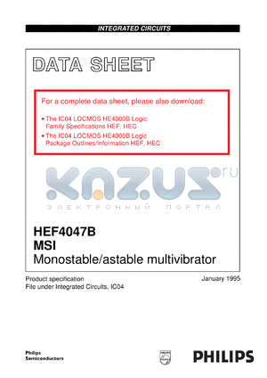 HEF4047BDB datasheet - Monostable/astable multivibrator