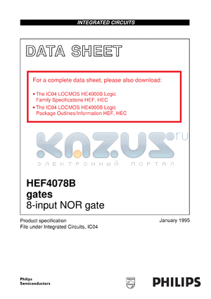 HEF4078BU datasheet - 8-input NOR gate