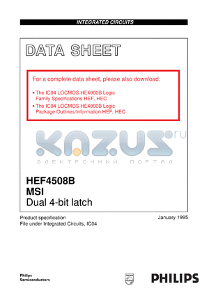 HEF4508BPB datasheet - Dual 4-bit latch