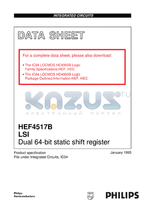 HEF4517BU datasheet - Dual 64-bit static shift register