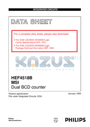 HEF4518BPB datasheet - Dual BCD counter