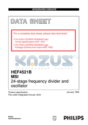 HEF4521BDB datasheet - 24-stage frequency divider and oscillator