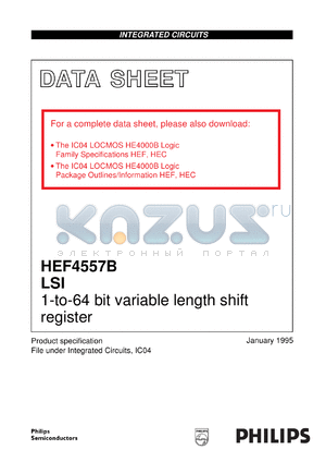 HEF4557BU datasheet - 1-to-64 bit variable length shift register