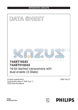 74ABTH16543DGG datasheet - 16-bit latched transceivers with dual enable (3-State)