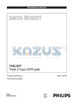 N74ALS27D datasheet - Triple 3-Input NOR gate