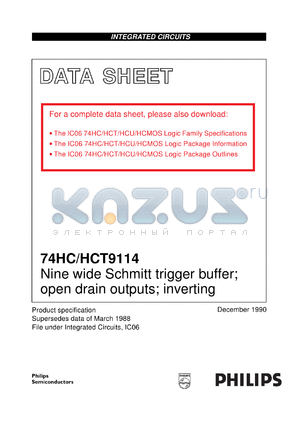 74HC9114N datasheet - Nine wide Schmitt trigger buffer; open drain outputs; inverting