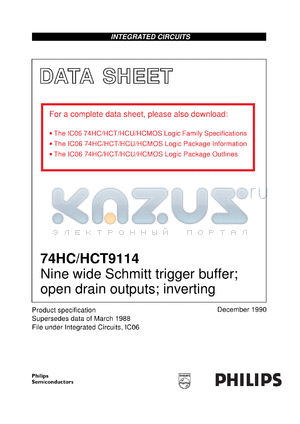 74HCT9114U datasheet - Nine wide Schmitt trigger buffer; open drain outputs; inverting