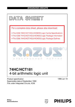 74HCT181U datasheet - 4-bit arithmetic logic unit