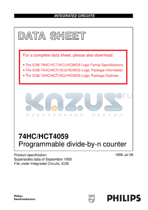 74HC4059U datasheet - programmable divide-by-n counter